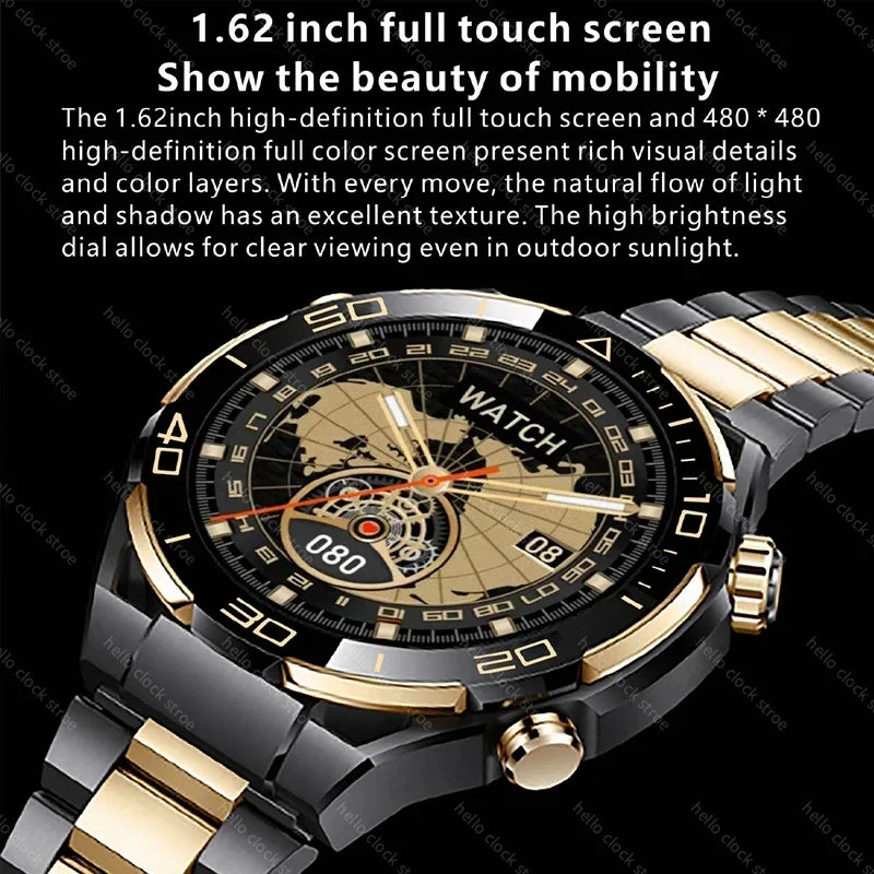 For Huawei Smartwatch 2024 4G ROM GPS Track Hello Clock NFC PPG Compass Bluetooth Call Music Smart Watch Men PK 3 plus GT4 Pro