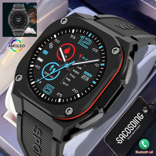 2024 New Smart Watch Women Men HD AMOLED Screen IP68 Waterproof Sport Smartwatch Outdoors Compass Heart Rate Monitor Watch Smart