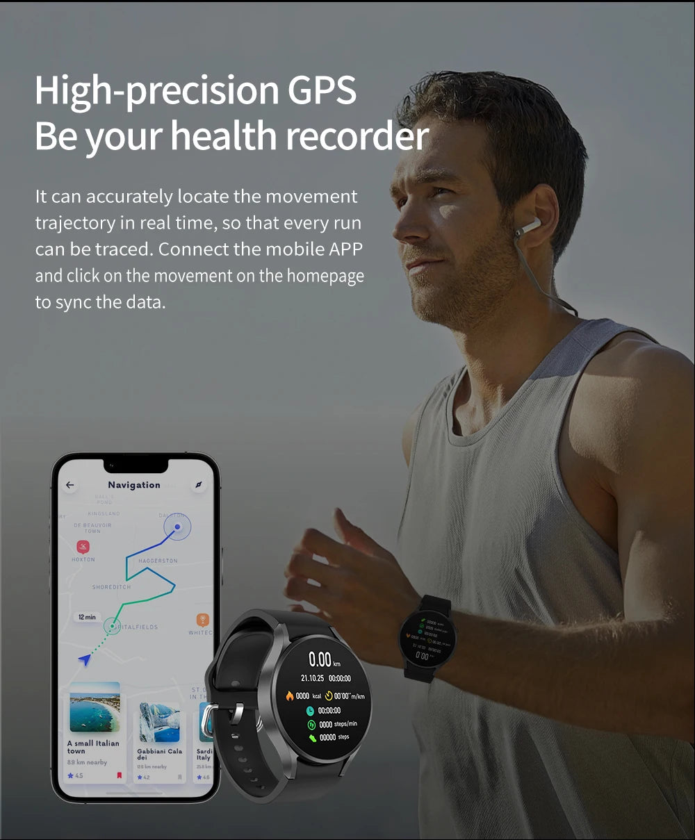 2024 GPS Track Smart Watch 6 Smart Watch Men Amoled Always Display IP68 Waterproof Watches Blood Sugar Clock BT Talk Smartwatch