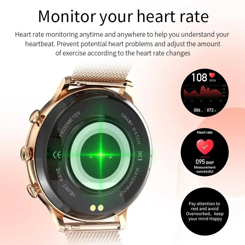 Fashion Luxury Smart Watch Women Bluetooth Call Blood Pressure DIY Custom Sport Fitness Waterproof  Smart watches For Women Gift