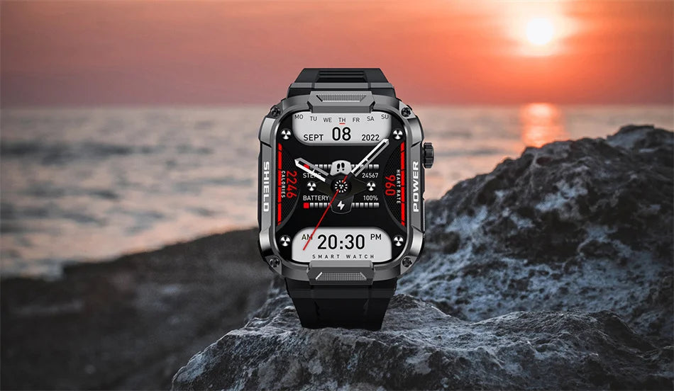 1.85 Outdoor Military Smart Watch Men Bluetooth Call Smartwatch For Huawei xiaomi IP68 Waterproof Sports Fitness Watch 2024 New