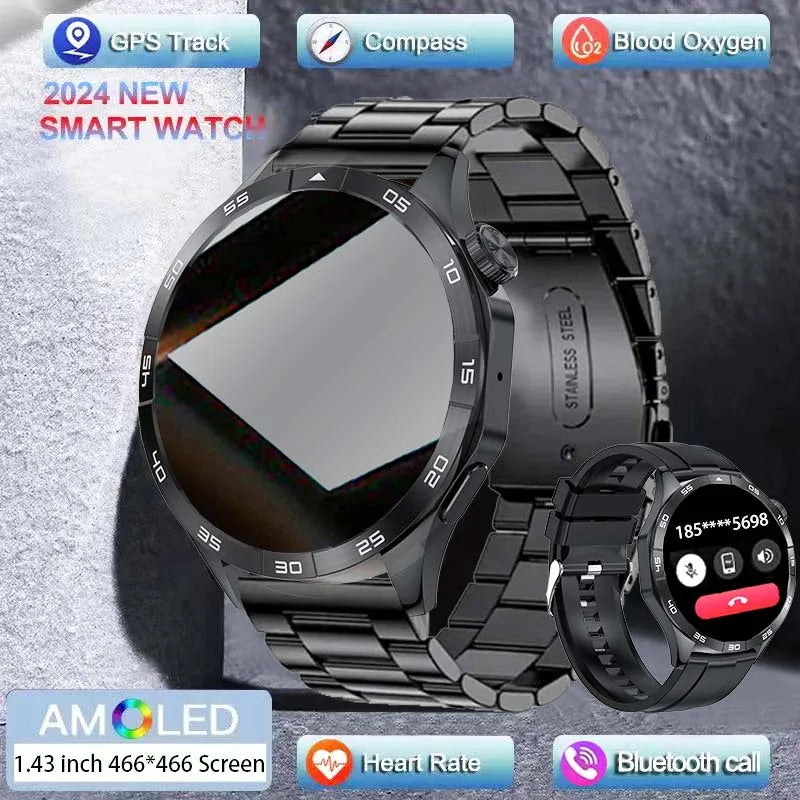 2024 Original For Huawei Xiaomi GT4 Pro Smartwatch Men GPS tracking AMOLED 466*466 HD screen NFC Bluetooth Call Men's smartwatch