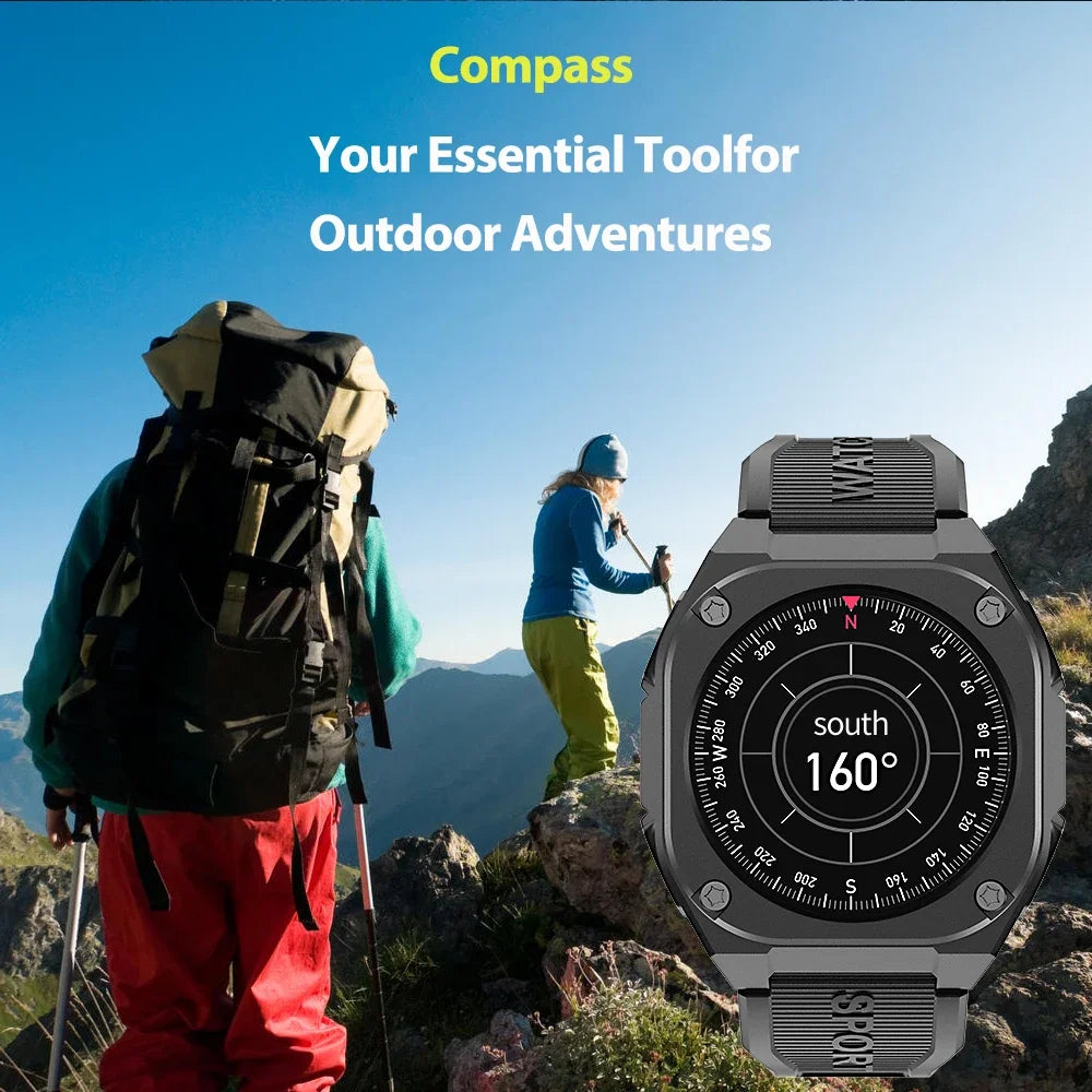 5ATM Waterproof Smartwatch AMOLED Screen for Men Women Smartwatch with Compass Sports Bracelet Young Health Fashion Clock 2024