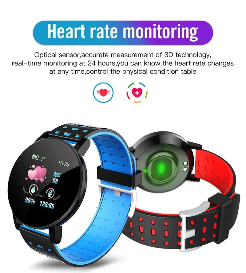 119 Smart Watch Men Women Heart Rate Blood Pressure Monitoring Bluetooth Smartwatch Fitness Tracker Watch Sport For Android IOS