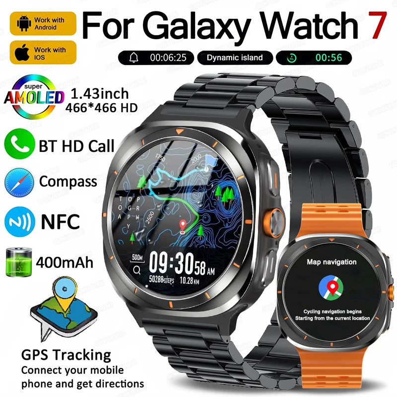 New Smart Watch 7 Ultra Men Health Monitor Compass AMOLED Always Display NFC Bluetooth Call GPS Track Women SOS Smartwatch 2024