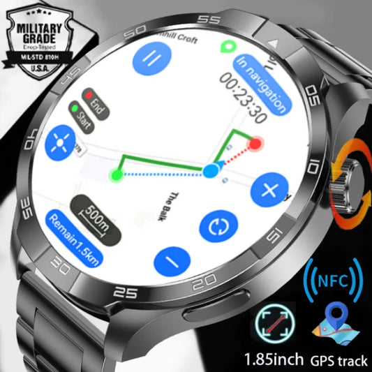 For Huawei Xiaomi GPS Track Smart Watch Men 1.85-Inch Ultra HD AMOLED Screen 410 Mah Battery Bluetooth Call SmartWatch 2024 New