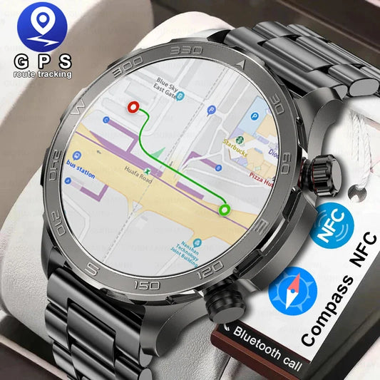 For Huawei Xiaomi GPS Track NFC Smart Watch Men 1.53” HD AMOLED Screen Compass Waterproof Bluetooth Call SmartWatches 2024 New