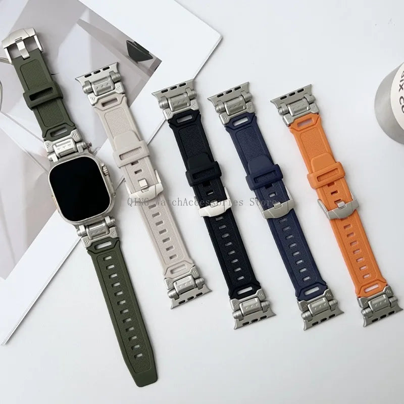 Rubber Straps for Apple Watch Ultra2 49/45/44/42mm Silicone Smartwatch Band for Iwatch 9 SE 8 7 6 5 4 3 42mm TPU Sport Wristbelt