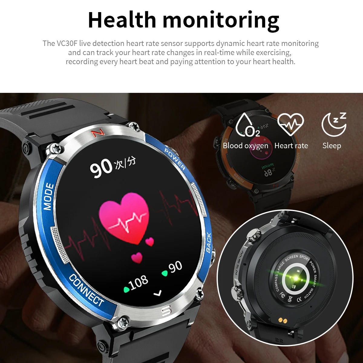 LIGE 2024 Compass Outdoor Sports Military Smart Watches IP68 Waterproof Bluetooth Call Men Smartwatch Health Monitoring Bracelet