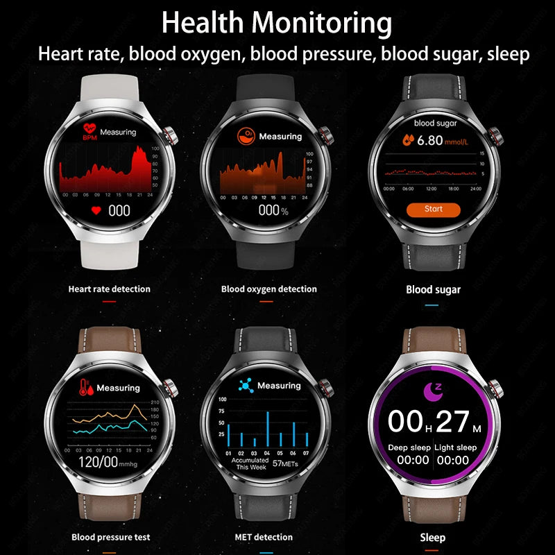 For Huawei Xiaomi NFC Smart Watches Men Watch 4 Pro AMOLED HD Screen Heart Rate Bluetooth Call IP68 Waterproof SmartWatch 2024