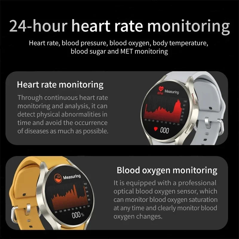 2024 New  AMOLED Smart Watch Men Blood Sugar Bluetooth Call NFC GPS Sport Tracker IP68 Waterproof  Smartwatch Ladies Man