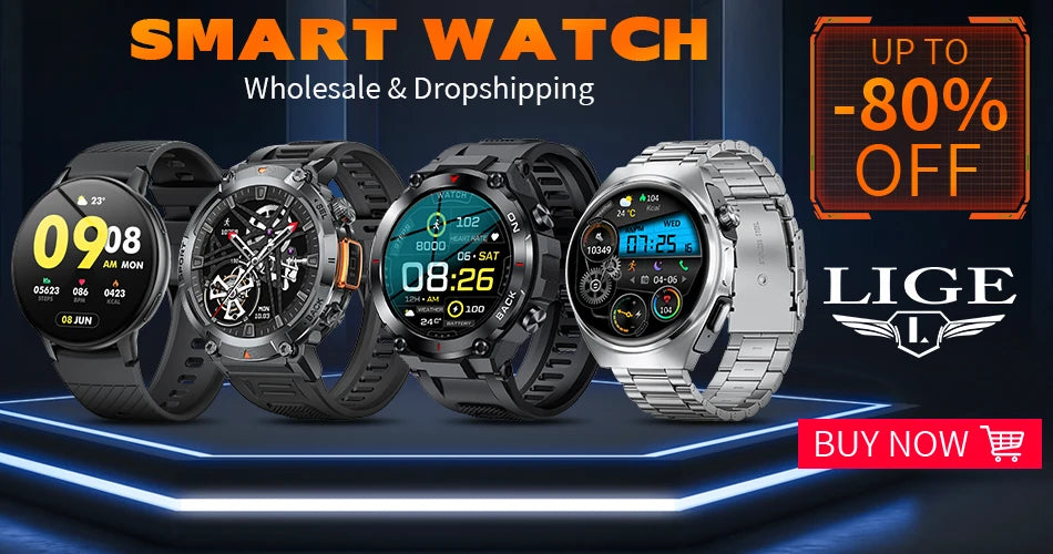 LIGE 2024 New Smart Watch Men NFC Compass Bluetooth Call Outdoor Sport Watch For Xiaomi Huawei AMOLED Display Digital Smartwatch