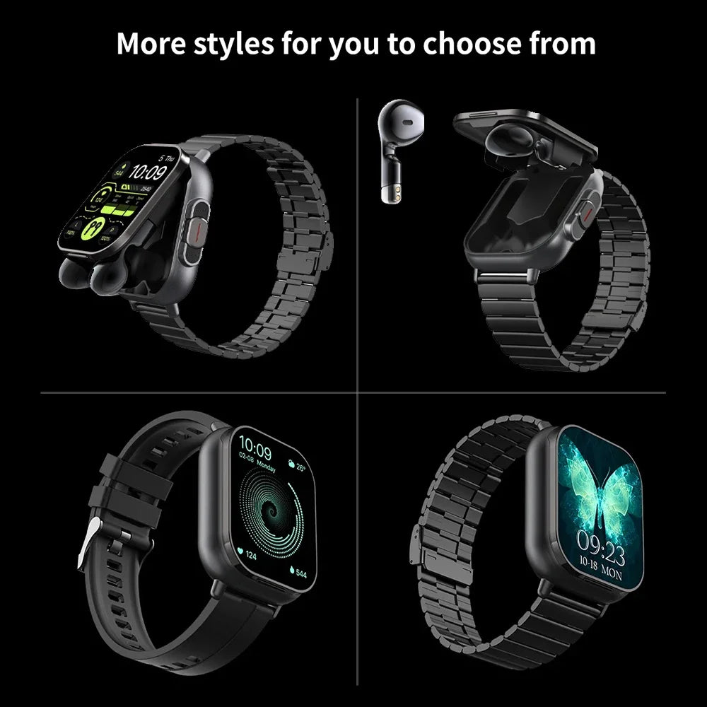 D8 NFC Smart Watch Bracelet 2 in 1 TWS Wireless Earbuds 2.01Inch Heart Rate Blood Pressure Sports Waterproof Smartwatch 2024 New