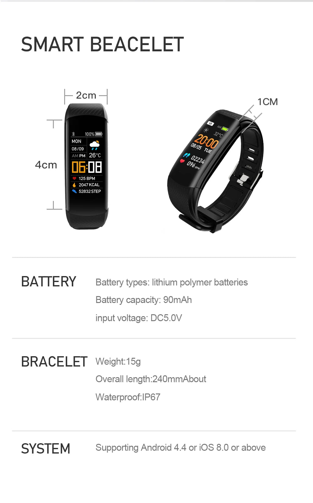 Original Fitness Smart Watch Heart Rate Monitor Weather Clock Band Sport Waterproof Smartwatch for Men Women iPhone Android 2023