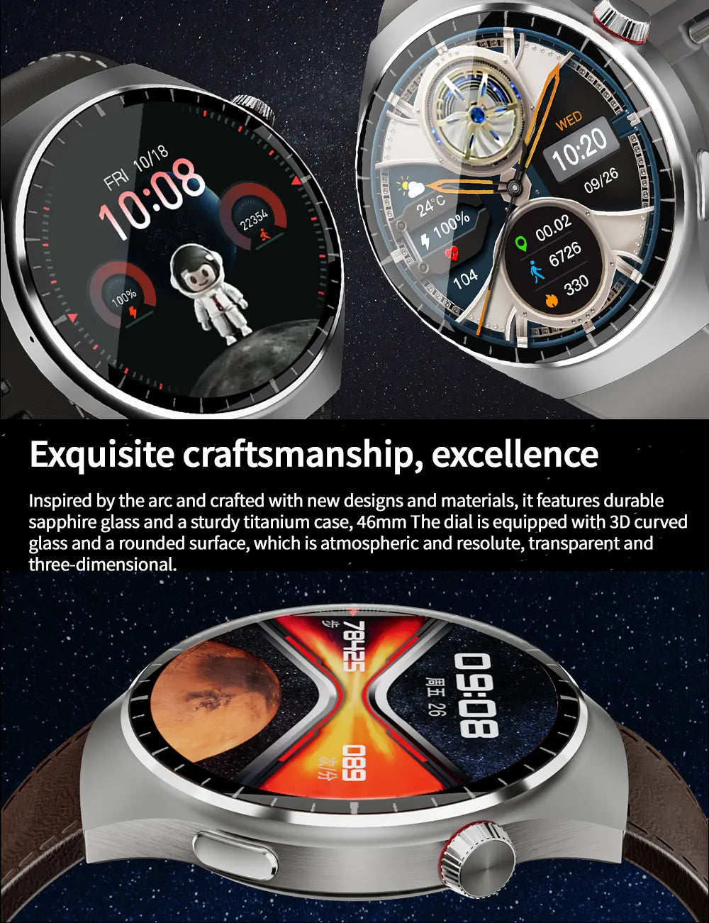 For Huawei Watch 4 PRO Smart Watch Men GT4 Pro AMOLED HD Screen Bluetooth Call GPS NFC Heart rate Sports SmartWatch Man 2024 New