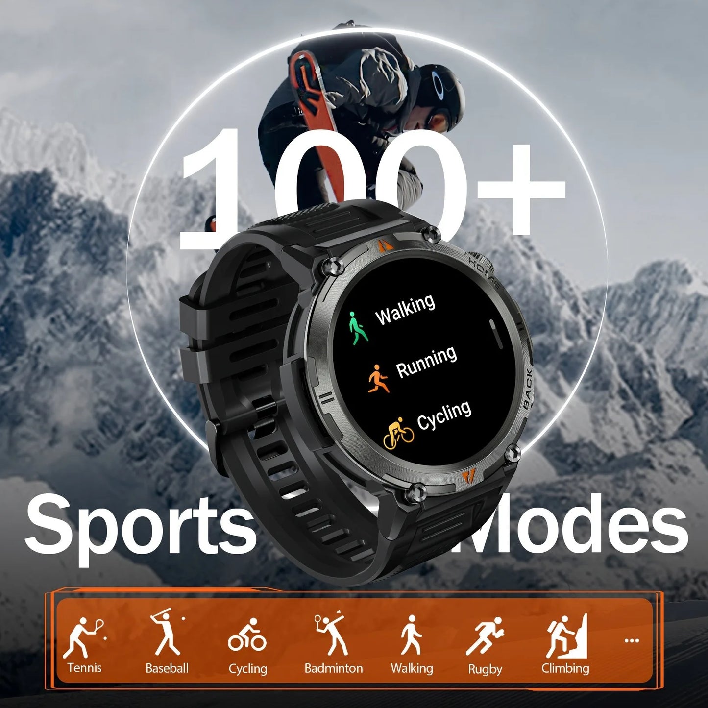 2024 Smart Watch Round AMOLED Smarthwhatch 3ATM Waterproof Original Design For Men Bluetooth With Flashlight 100+ Sports Modes