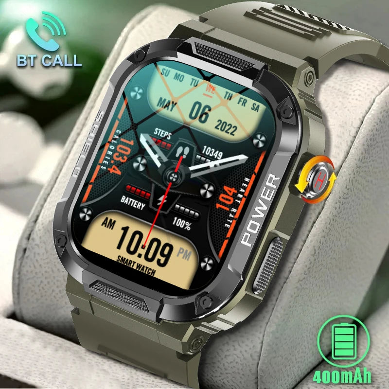 2024 New Smart Watch Men Military Quality Outdoor Waterproof Anti Falling Anti Pressure Sport Fitness Bluetooth Call Smartwatch