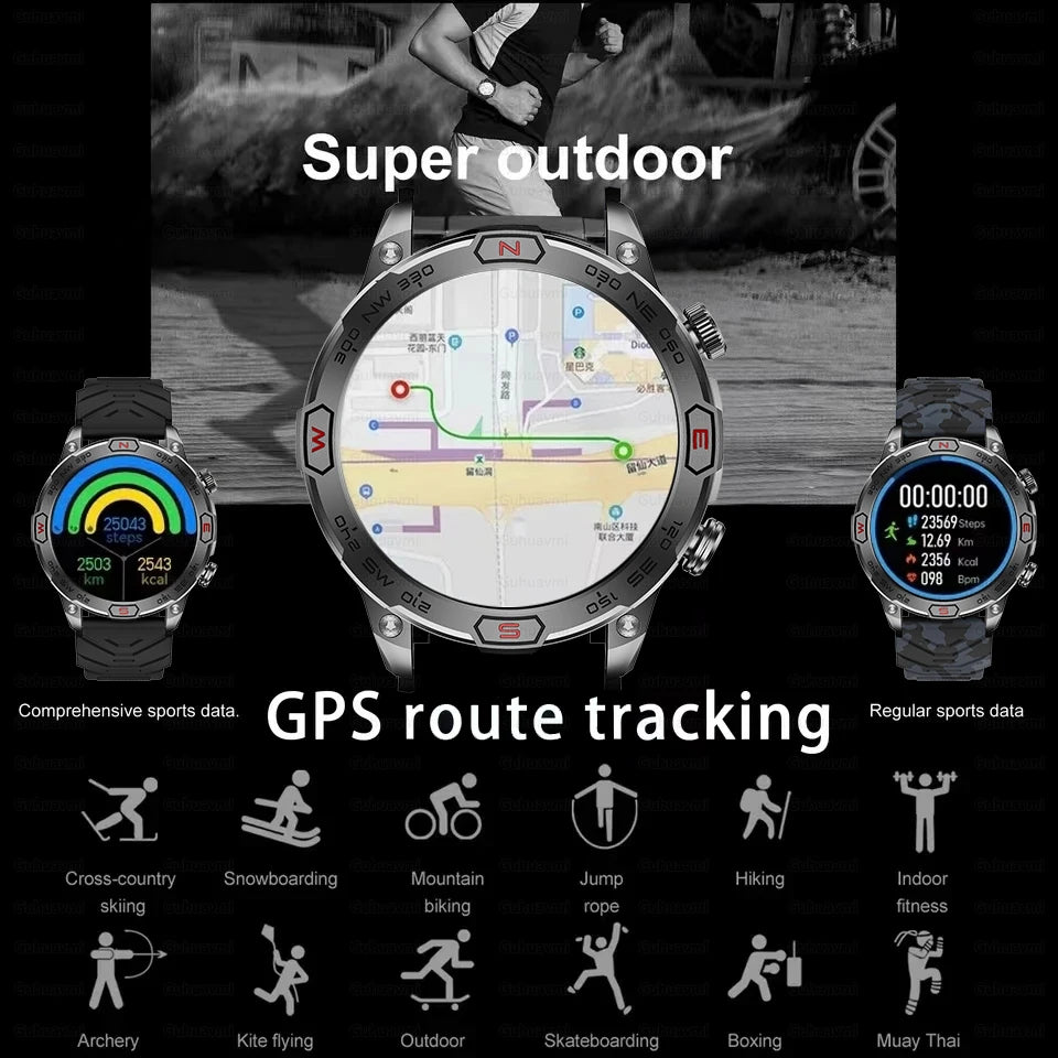 2024 New GPS Truck Outdoor Military Smart Watch Men AMOLED HD Screen Heart Rate IP68 Waterproof Sports Smartwatch For Xiaomi IOS