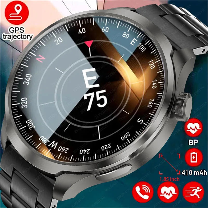 GPS Track Smart Watch Men 1.85-Inch Ultra HD AMOLED Screen 410 Mah Battery Bluetooth Call SmartWatch 2024 New For Huawei Xiaomi