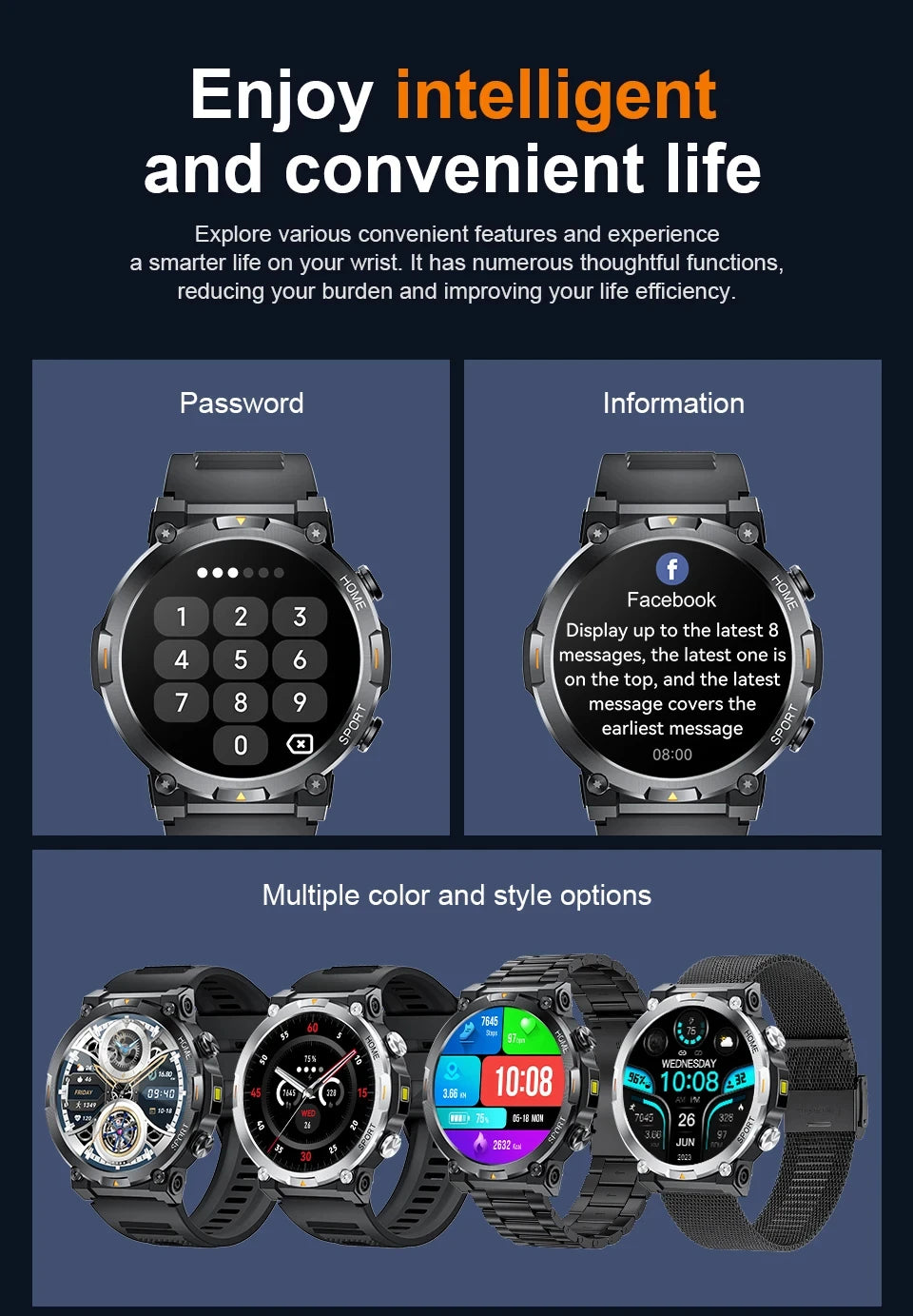 LIGE Smart Watch Men Flashlight Bluetooth Call Sleep Health Monitor Watches Man Sports Waterproof AMOLED Screen Smartwatch 2024