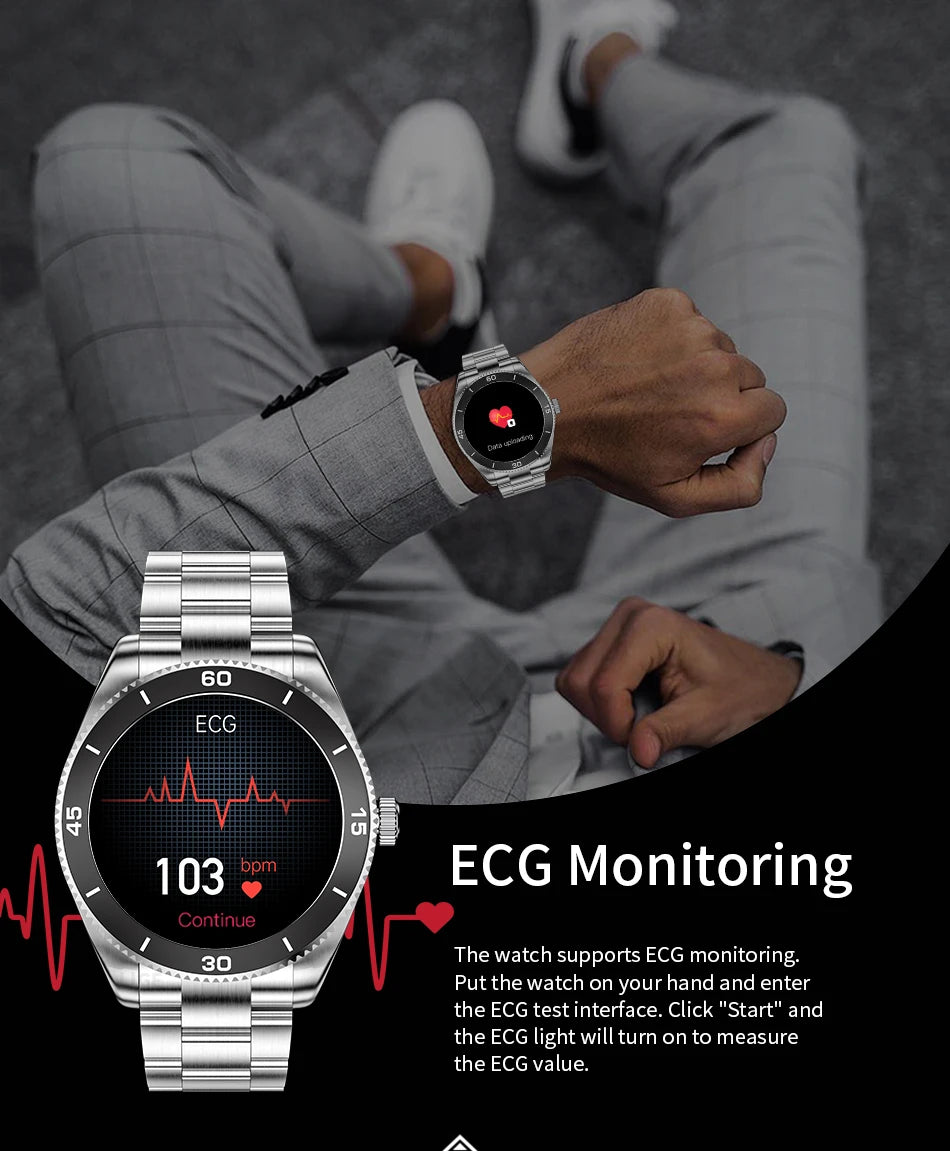 2024 Sports Fitness Tracking SmartWatch fashion Bluetooth Watch Heart Rate Clock Steel Band Full Touch screen Watch For Men +Box