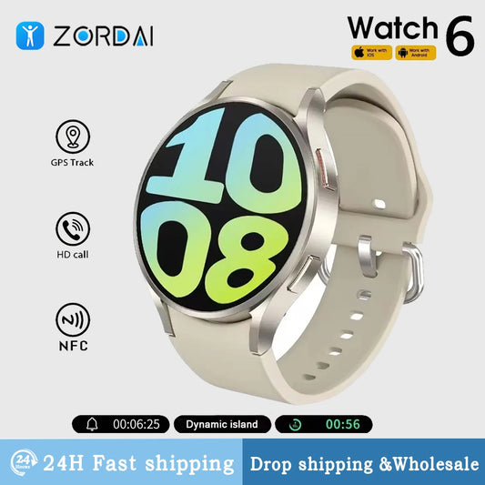 Zordai 2024 New OD6 Smartwatch For Samsung Galaxy Watch 6 Classic Smart Watch Men Women Bluetooth Call AMOLED AI Voice NFC Watch