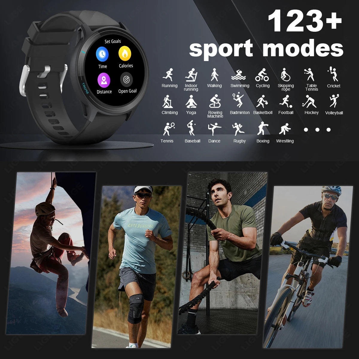 LIGE Fashion Smart Watch Men Breath Training Bluetooth Call Blood Oxygen Monitor Reloj  Waterproof Sport Tracker Smartwatch 2024