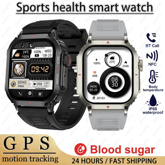 2024 New Outdoor Military GPS Bluetooth Call Smart Watch Men NFC Watches Health Tracker IP68 Waterproof Woman Sports Smartwatch