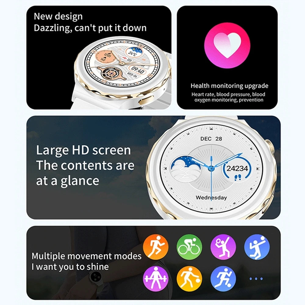 2024 New ECG+PPG Bluetooth Call Smart Watch Women For Android IOS Watch 3 HD Sreen Custom Dial IP68 Waterproof Ladies Smartwatch