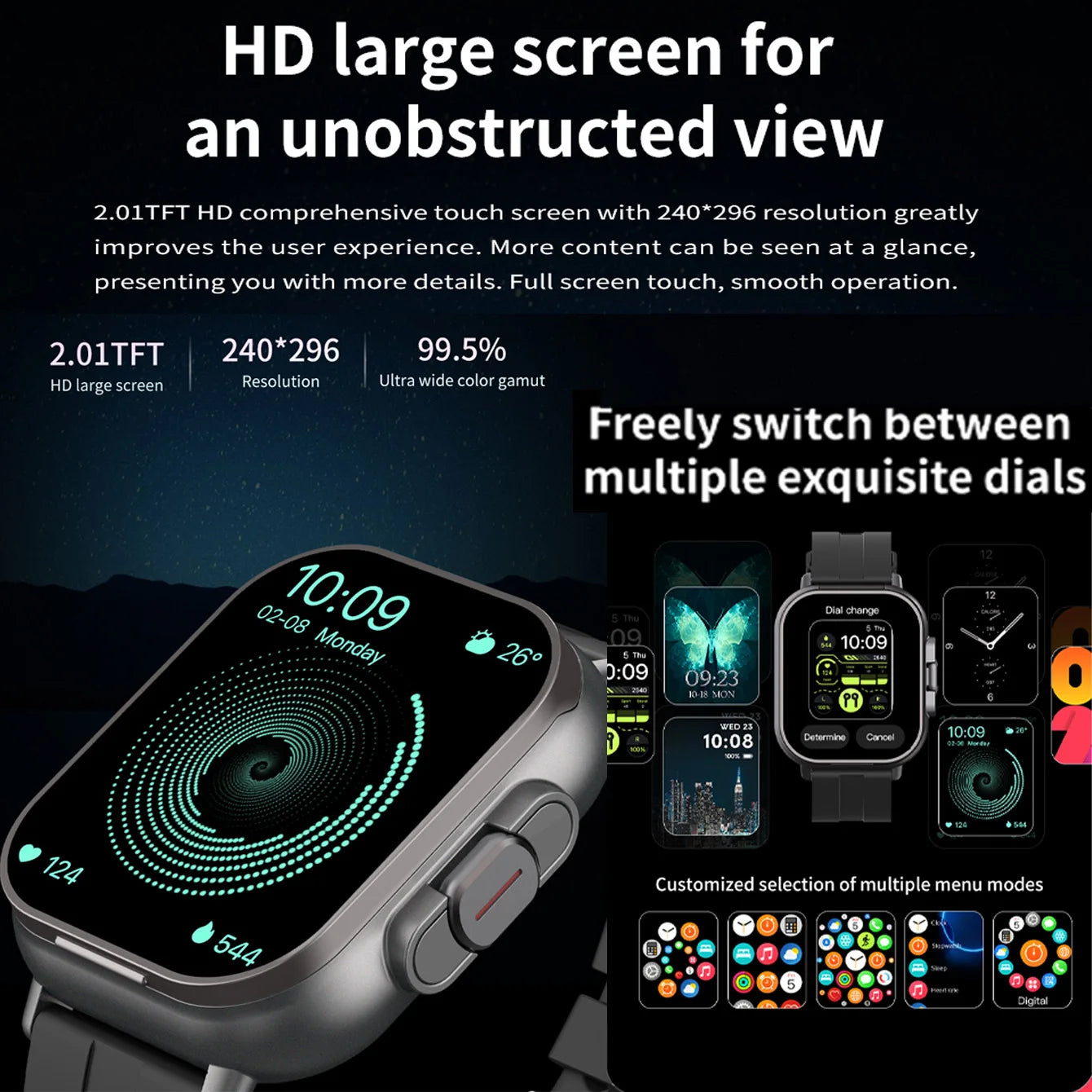 2024 2-In-1 Smartwatch Built In Earphones Man 2 Inch Multi Sport Make/Answer Call Nfc Exercise Tracker For Iphone Android