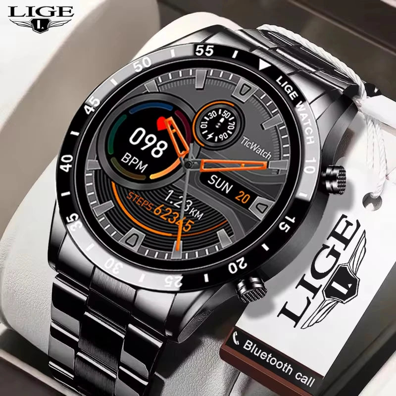 LIGE New Men Smart Watch Bluetooth Call Message Remind Sport Fitness Watches Man Sleep Tracker Health Monitor Smartwatch 2024