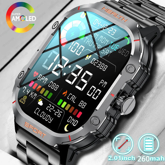 Rugged Military NFC Smart Watch Men AMOLED HD Screen Heart Rate Bluetooth Call Waterproof Outdoor SmartWatch 2024 New For Xiaomi