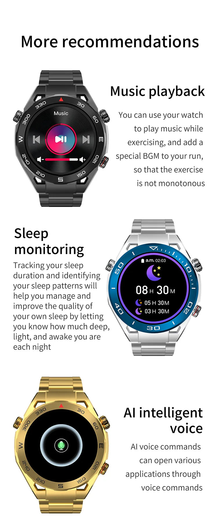 New  smartwatch Bluetooth call Information push Men smartwatch Heart rate health monitoring Sports step recording watch 2024