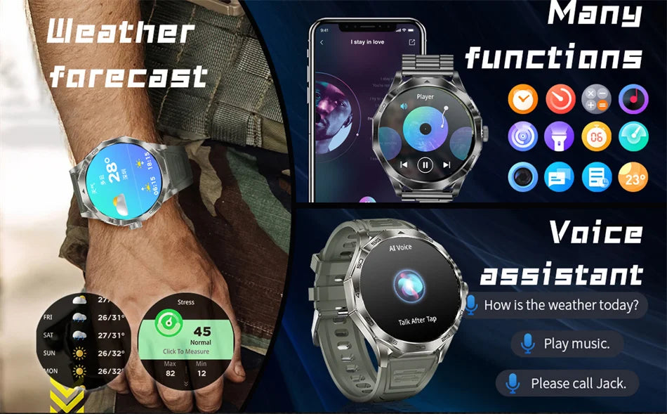 2024 New Men Smartwatch HD Bluetooth Call 1.85inch 360*360 AMOLED HD Screen 710Mah GPS Track Compass Waterproof Men Smartwatch