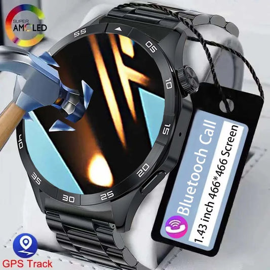 New For Huawei Xiaomi GT4 Pro Smartwatch Men 2024 Original GPS Track AMOLED Screen NFC Bluetooch Call IP68 Waterproof Smartwatch