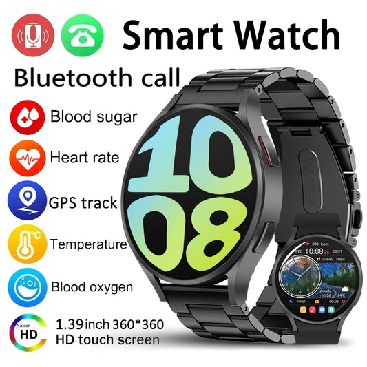 2024 New GPS Sports Tracking Smartwatch Men's Blood Sugar Blood Pressure IP68 Waterproof Watch HD Bluetooth Call Men Smart Watch