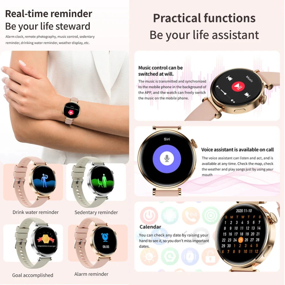 2024 New For Huawei GT4 Mini Smart Watch Women Watch 4 Pro 360*360 AMOLED HD Screen NFC Sports tracker Bluetooth Call smartwatch