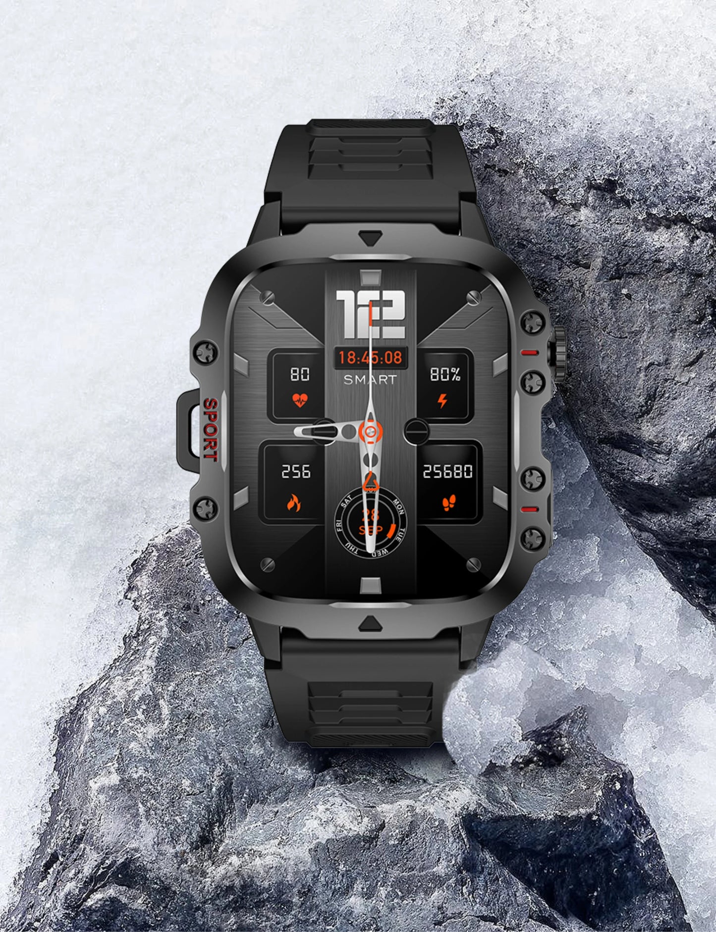 2024 New Rugged Military Black Smart Watch Men For Android Xiaomi Ios 3ATM Waterproof Sport Fitness Ai Voice Smartwatch Outdoor