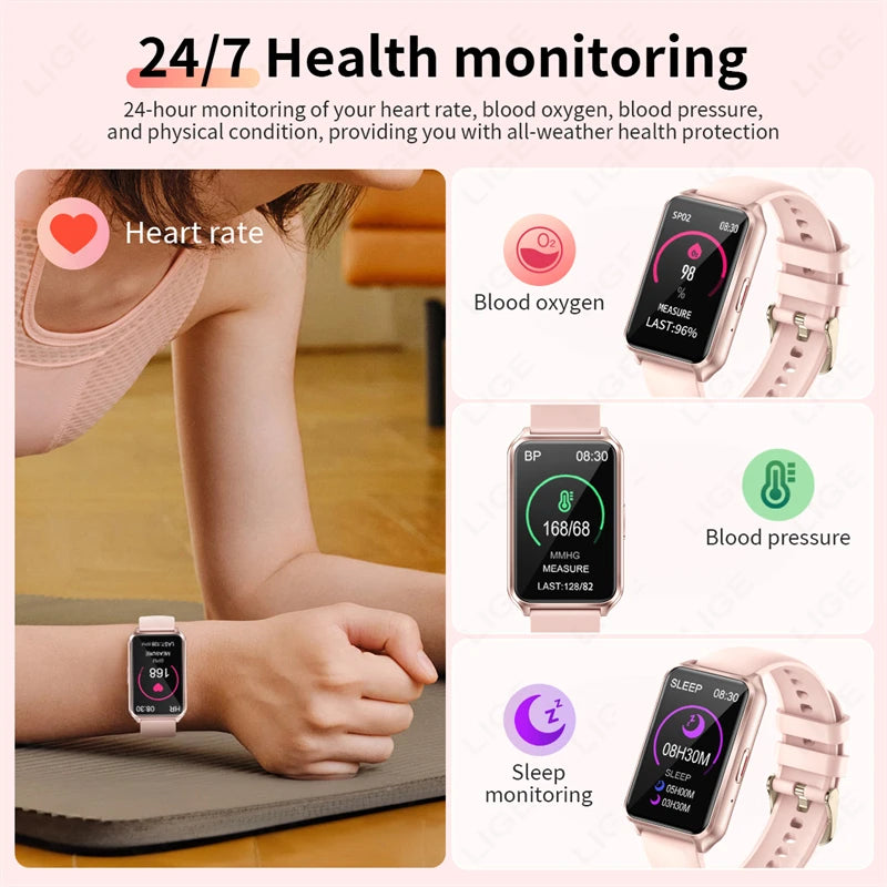 LIGE Men Smartwatch For Xiaomi Women Smart Watch Bluetooth Calling Health Monitoring Sports Watch Waterproof New Lady watch 2024