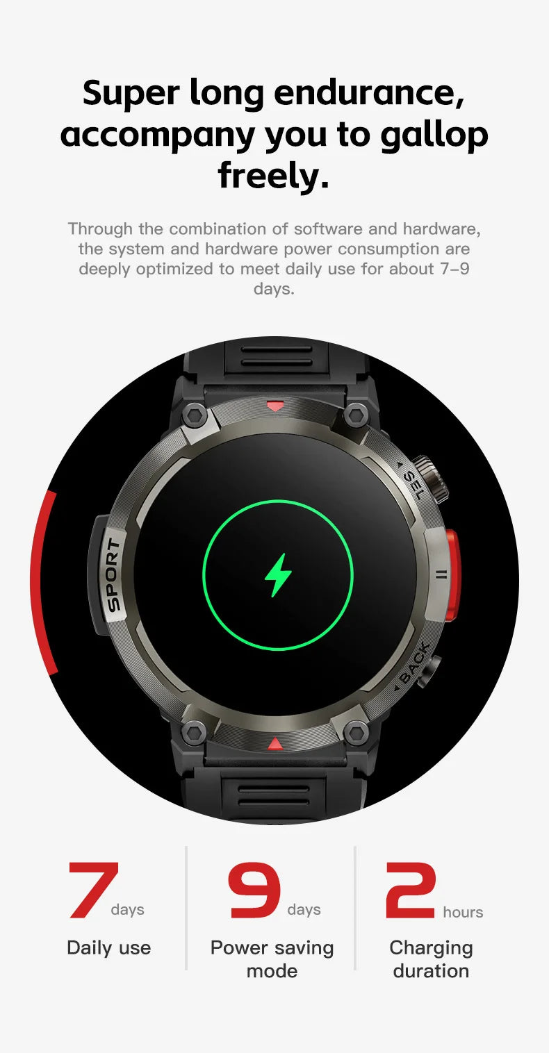 2024 New Smartwatch with Illuminated Flashlight Bluetooth Phone APP Download Waterproof Sports Watch for Men for Xiaomi Huawei