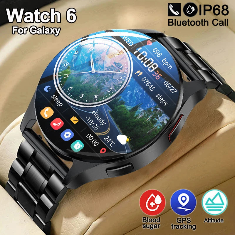 2024 New Watch 6 AMOLED Smart Watch Men Blood Sugar Bluetooth Call Sport Tracker Waterproof Smartwatch Women  For Android iOS