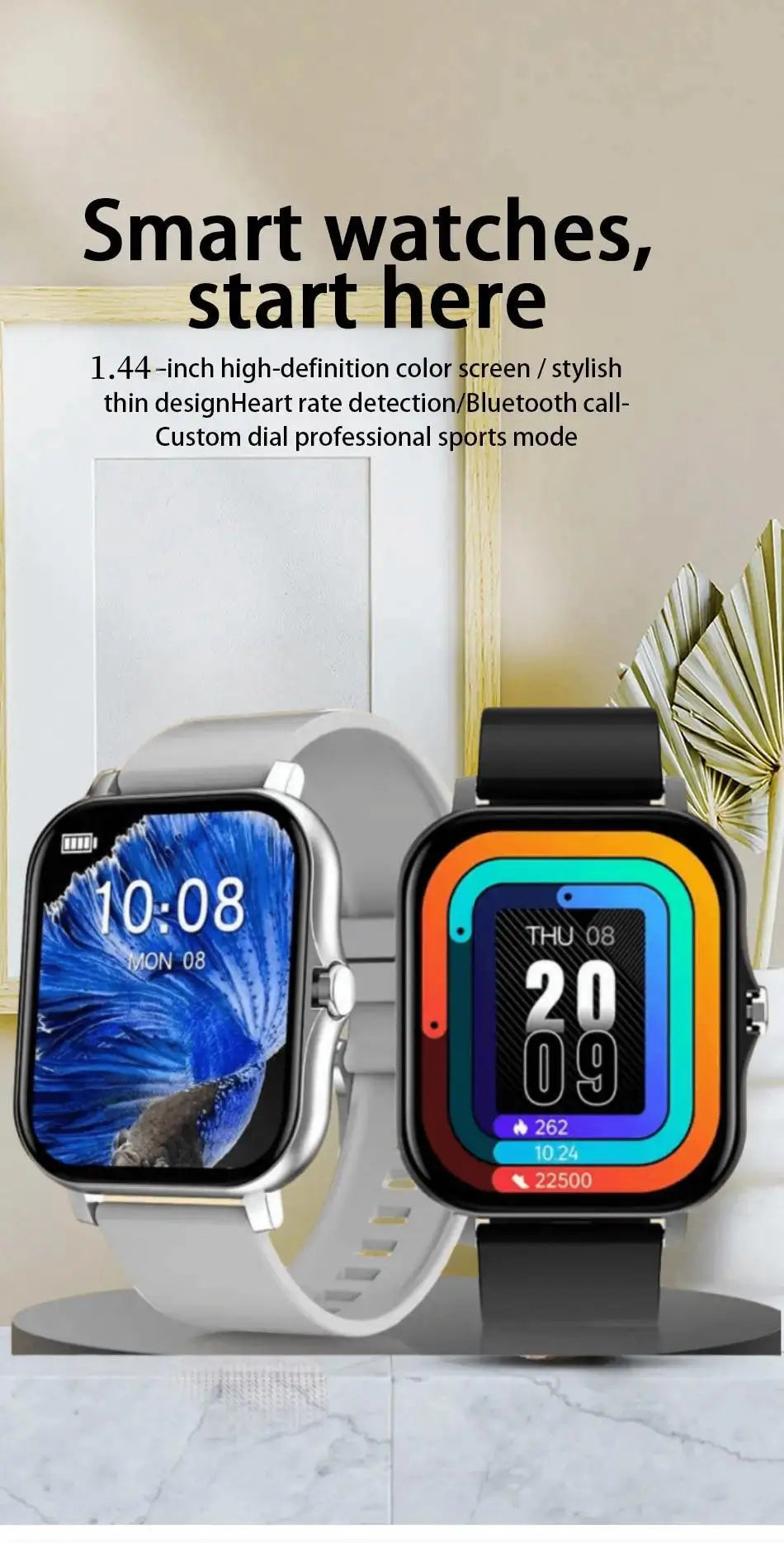 2024 Smart Watch Android Phone 1.44'' Inch Color Screen Bluetooth Call Blood Oxygen/Pressure Monitoring Smart Watch Women Men