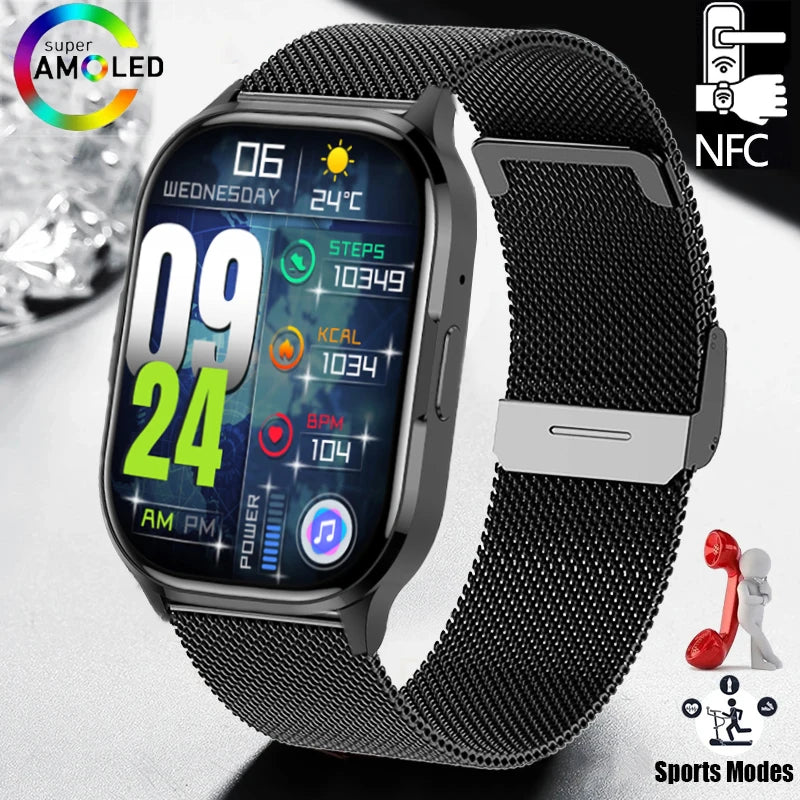 2024 New Smart Watch For Men AMOLED High Definition Screen Bluetooth Call Heart Rate Fitness Sports Waterproof Smartwatch reloj