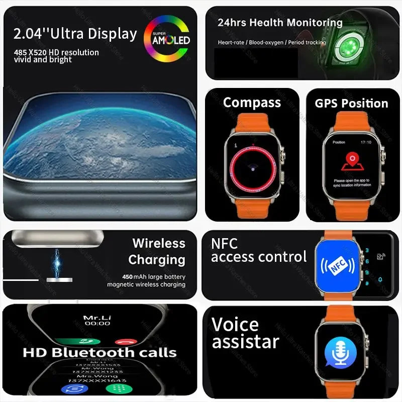 Smartwatch 2024 New Official Original Hello Watch 3 Plus 49mm ULTRA AMOLED 4G ROM NFC GPT Compass Bluetooth Call Clock Men Women