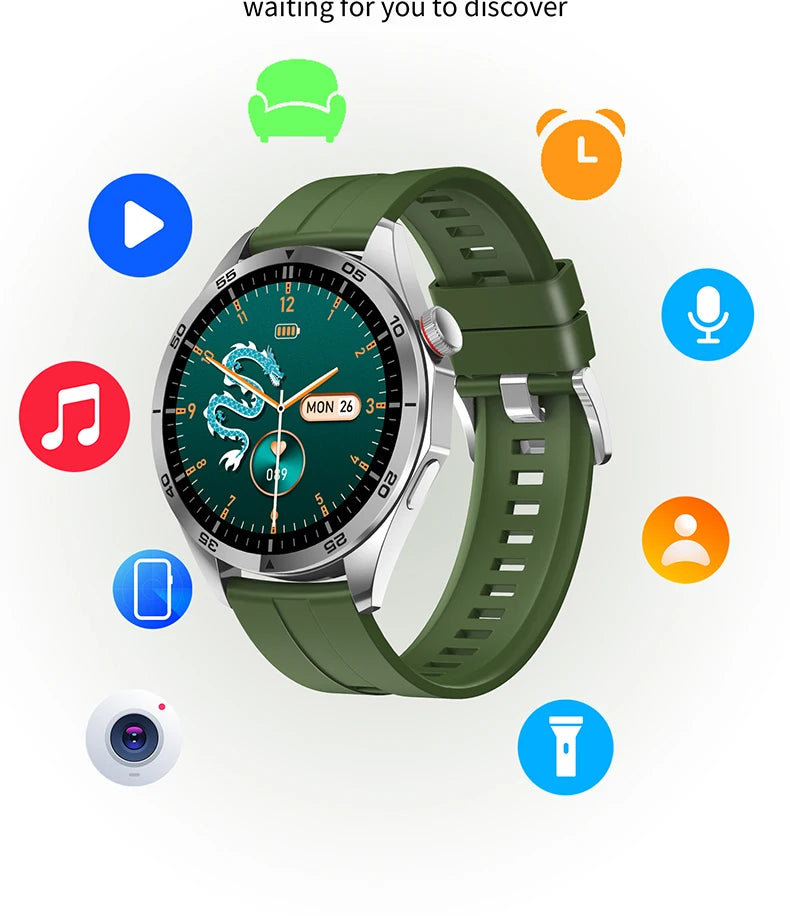 2024 Fitness Smart Watch For Men Android Touch Screen Heart Rate Blood Pressure Watch with Earbuds Earphone AH19 for Man women