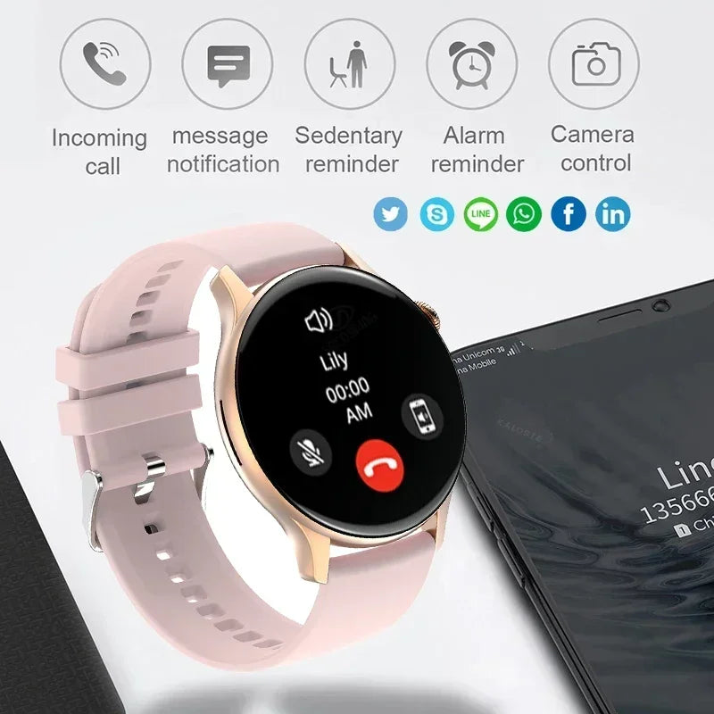 2024 New Smartwatch Women 466*466 AMOLED Screen Always Display Time Bluetooth Call Custom Dial Sports Smart Watch For Women Men