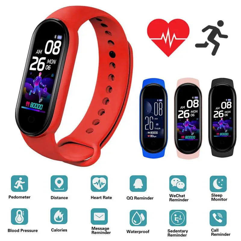 M5 Pro Smart Watch Men Women Sports Fitness Watch Band Blood Pressure Heart Rate Health Monitor Bracelet  Waterproof Smart Band