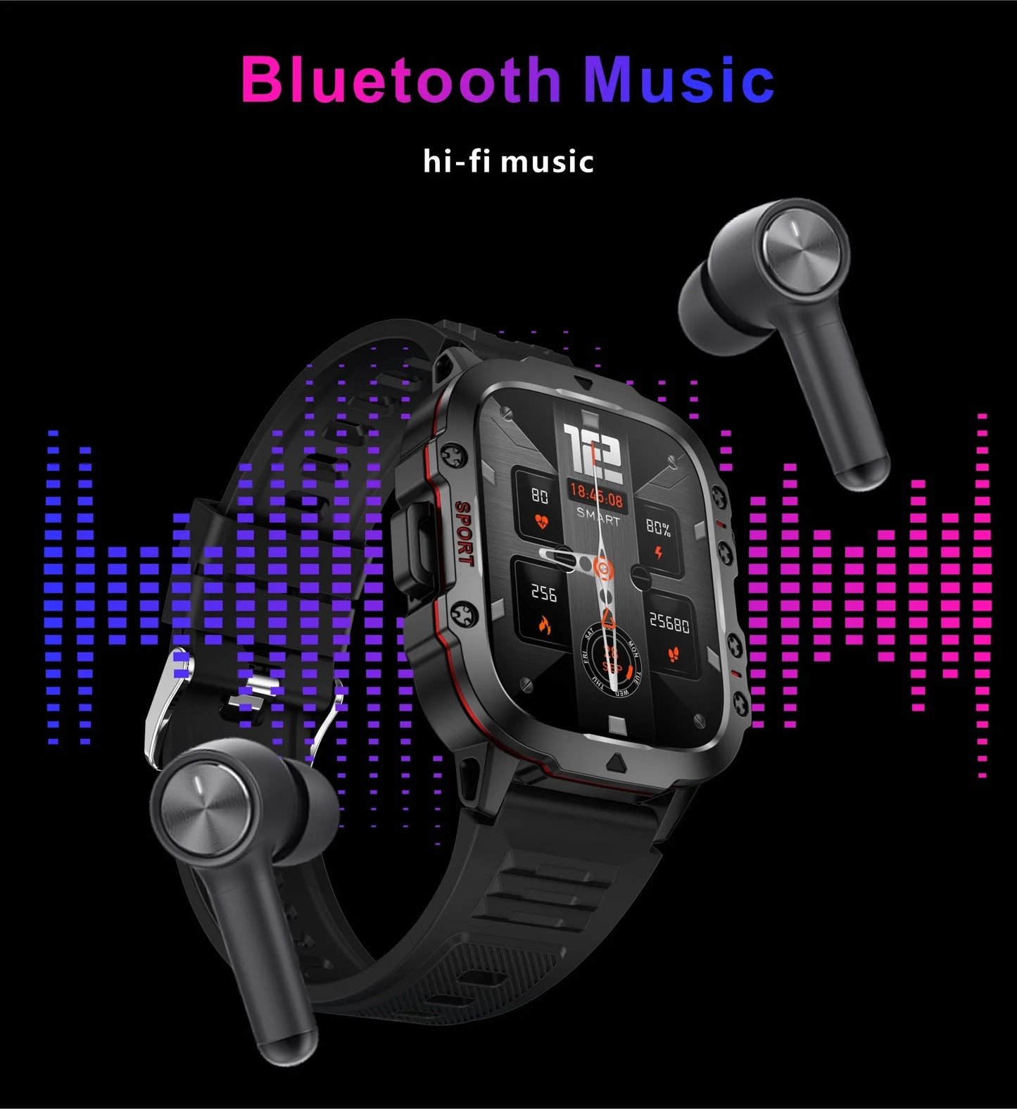 2024 New Fitness Motion Blood pressure Watch For Android IOS Bluetooth Call Smart Watch Men 3ATM Waterproof 2.0 Inch SmartWatch