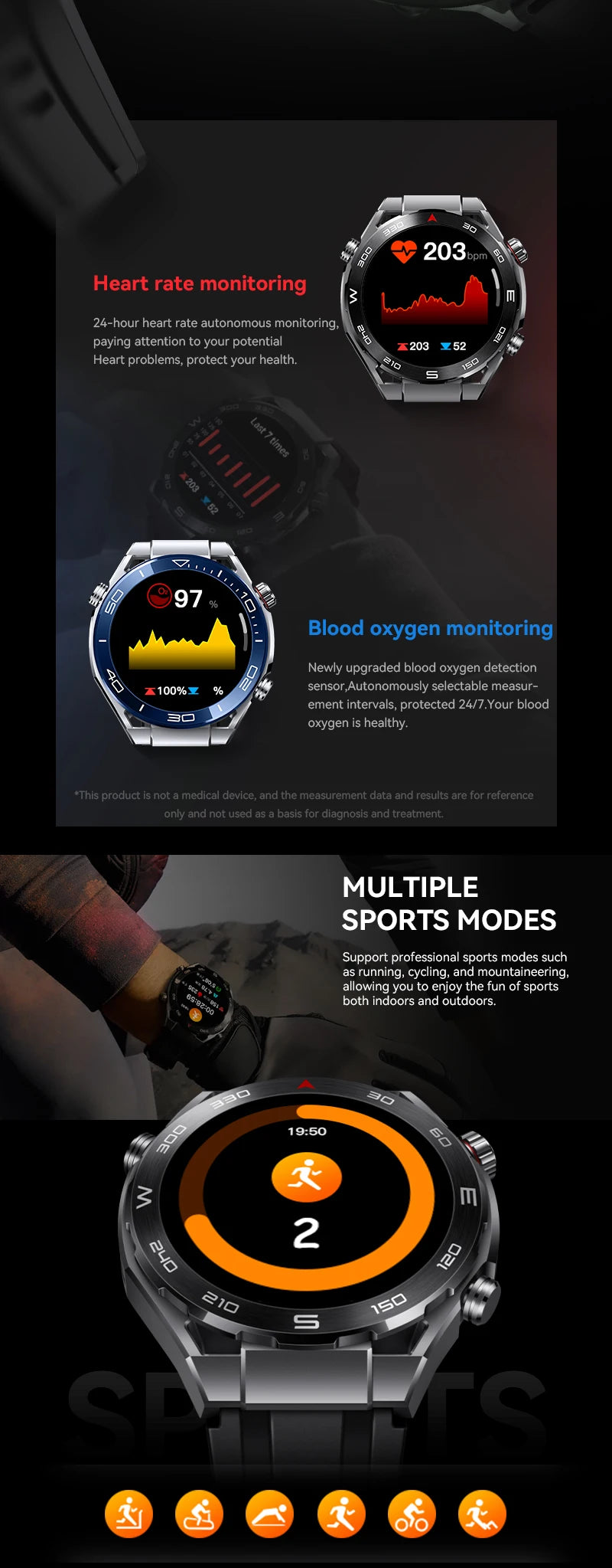 2024 Smartwatch HW5 Max 1.52" HD Large Screen Blood Glucose Bluetooth Call Waterproof Men Sport Smart Watch Heart Rate Monitor