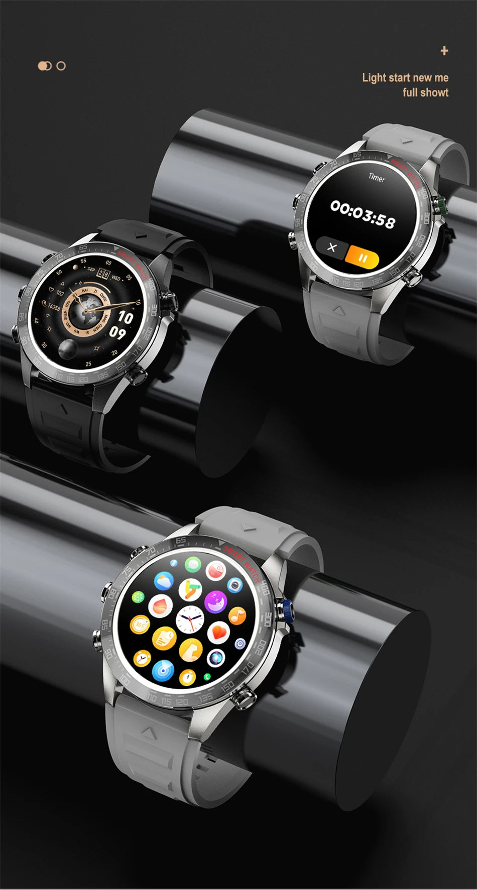 Always show time 2024 New Smart Watch 1.43"AMOLED Display Bluetooth Phone Call Smartwatch Monitor IP68 Waterproof Fitness Watch